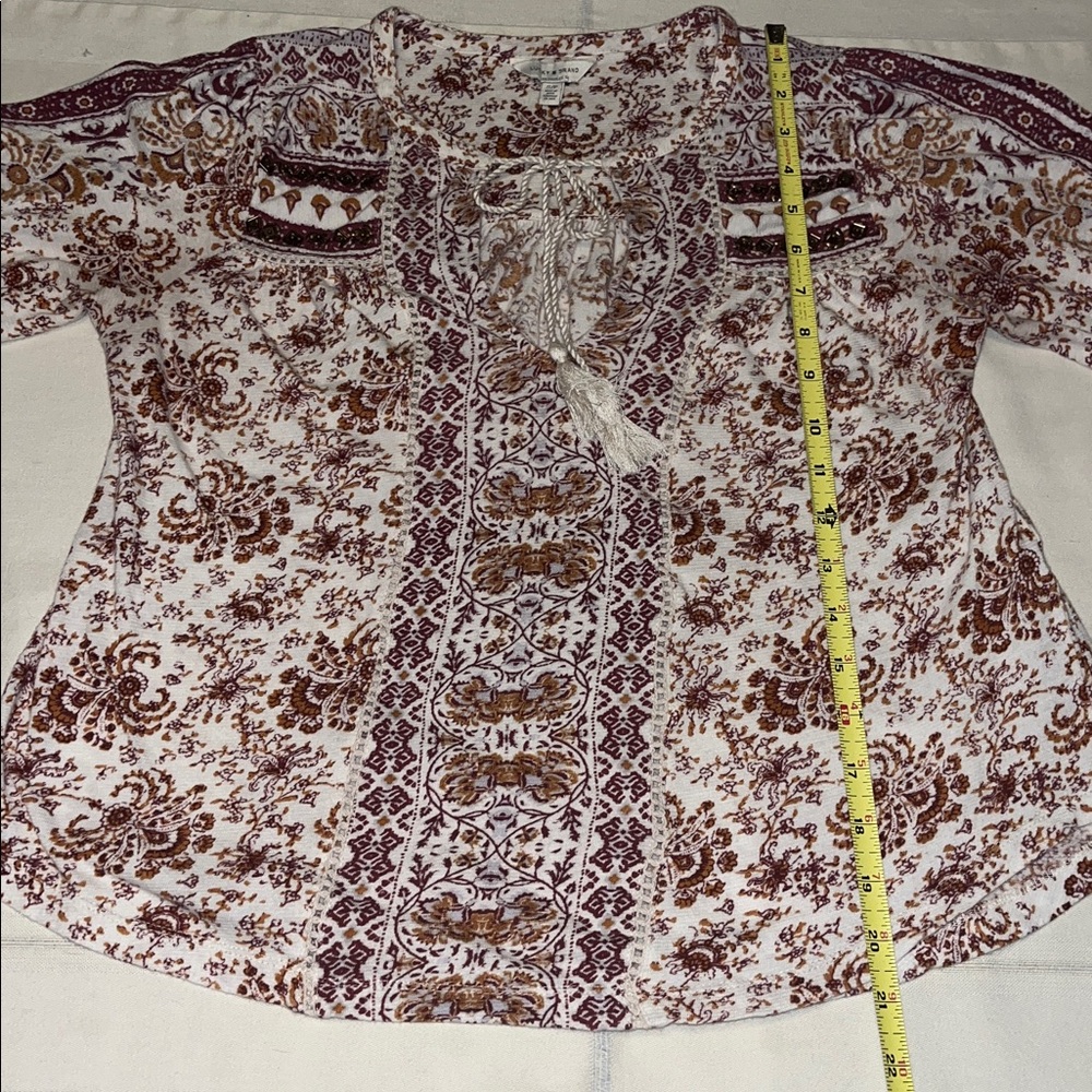 Lucky Brand Peasant With Beading Top Blouse Size S/P - Picture 6 of 8